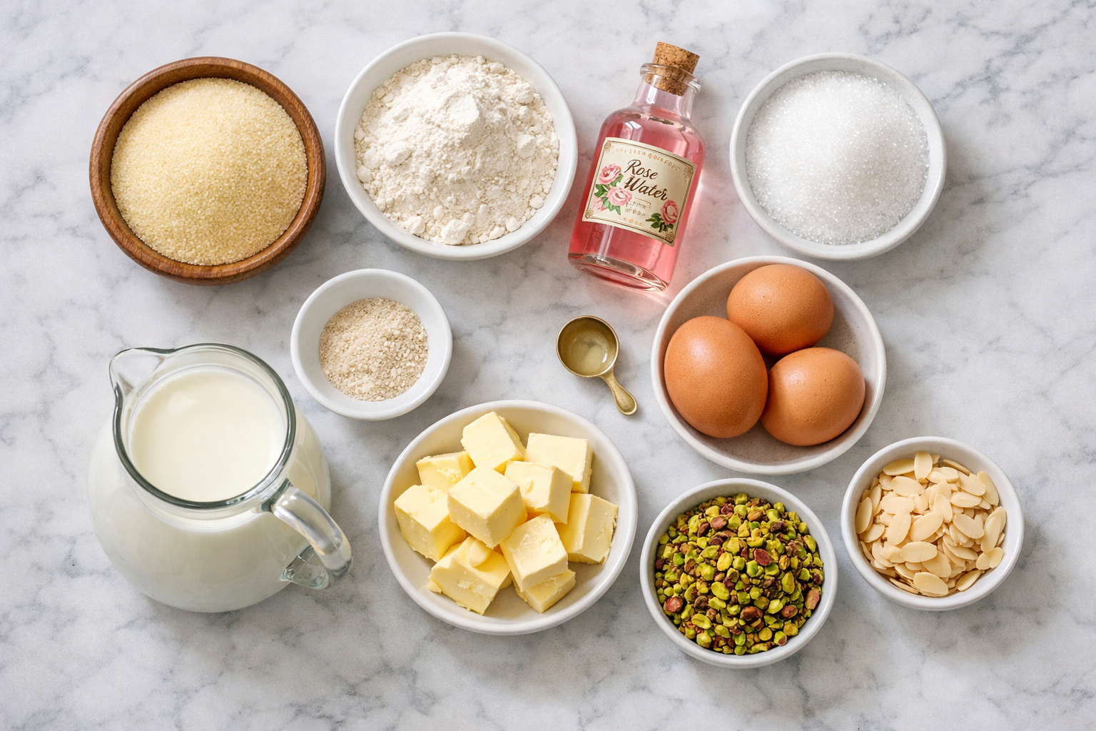 Tatlı yapımında kullanılan temel malzemeler ve ölçü kapları