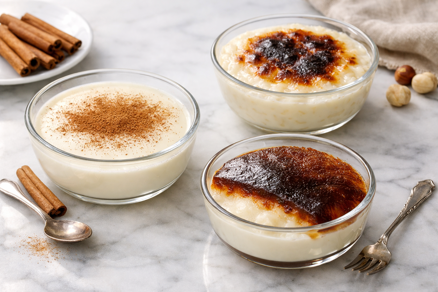 Cam kaselerde servis edilen sütlü tatlılar